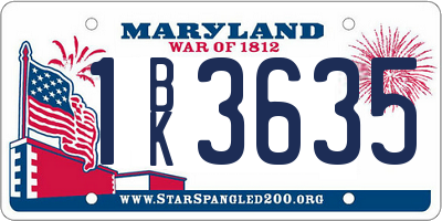 MD license plate 1BK3635