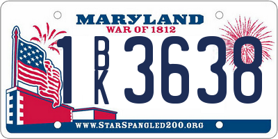 MD license plate 1BK3638