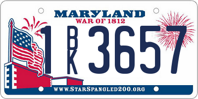 MD license plate 1BK3657