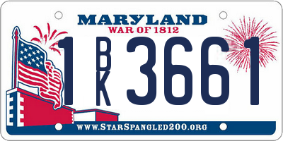 MD license plate 1BK3661