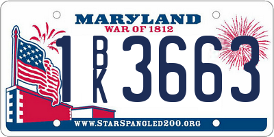 MD license plate 1BK3663