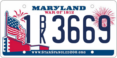MD license plate 1BK3669