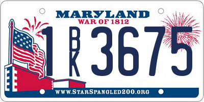 MD license plate 1BK3675