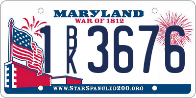 MD license plate 1BK3676