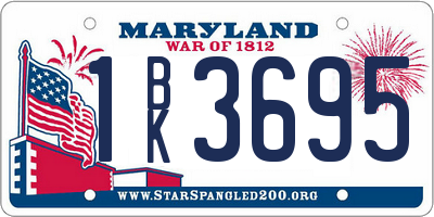 MD license plate 1BK3695