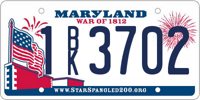 MD license plate 1BK3702