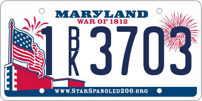 MD license plate 1BK3703