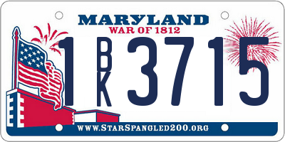 MD license plate 1BK3715