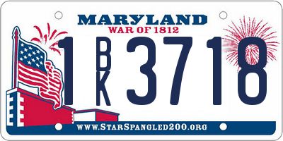 MD license plate 1BK3718