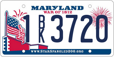 MD license plate 1BK3720