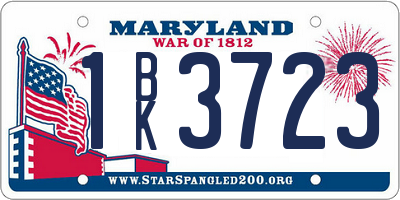 MD license plate 1BK3723