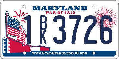 MD license plate 1BK3726