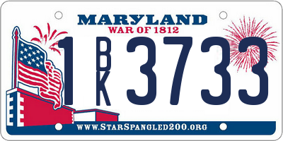 MD license plate 1BK3733