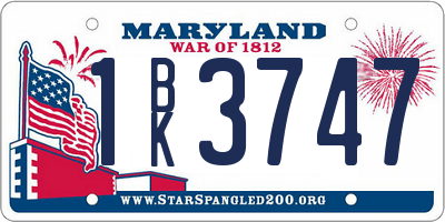 MD license plate 1BK3747