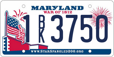 MD license plate 1BK3750