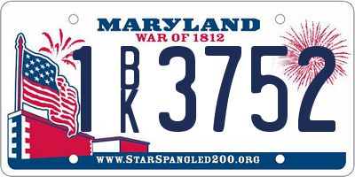 MD license plate 1BK3752