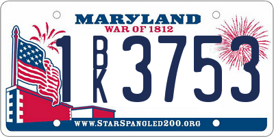 MD license plate 1BK3753