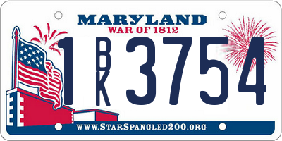 MD license plate 1BK3754