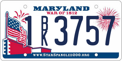 MD license plate 1BK3757