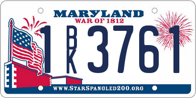 MD license plate 1BK3761