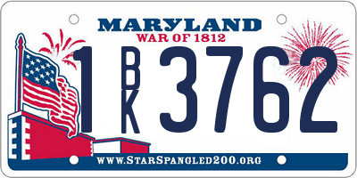 MD license plate 1BK3762