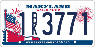 MD license plate 1BK3771