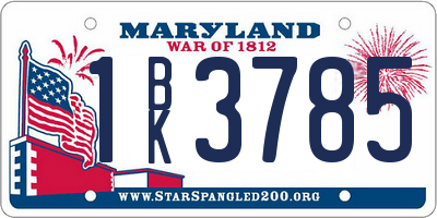 MD license plate 1BK3785