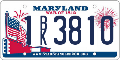MD license plate 1BK3810