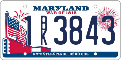 MD license plate 1BK3843