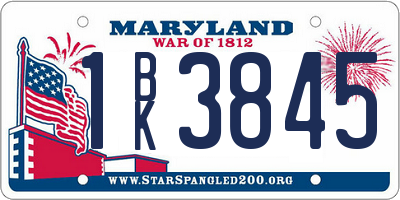MD license plate 1BK3845