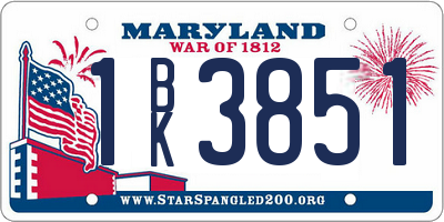 MD license plate 1BK3851