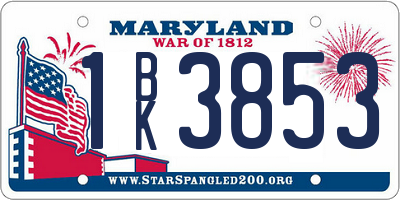 MD license plate 1BK3853