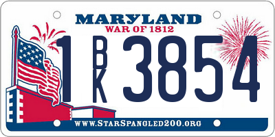 MD license plate 1BK3854