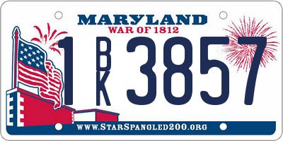 MD license plate 1BK3857