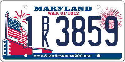 MD license plate 1BK3859