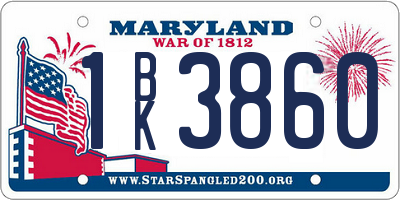 MD license plate 1BK3860