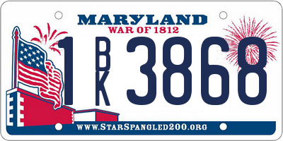 MD license plate 1BK3868