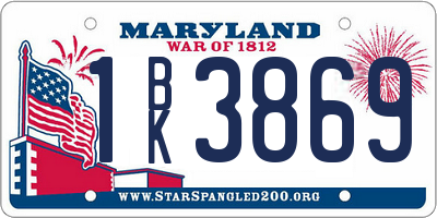 MD license plate 1BK3869