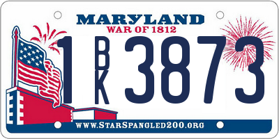 MD license plate 1BK3873