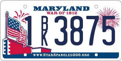 MD license plate 1BK3875