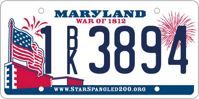 MD license plate 1BK3894
