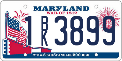 MD license plate 1BK3899