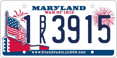 MD license plate 1BK3915