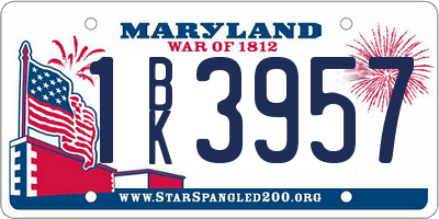 MD license plate 1BK3957