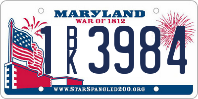 MD license plate 1BK3984