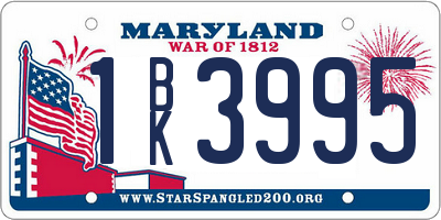MD license plate 1BK3995
