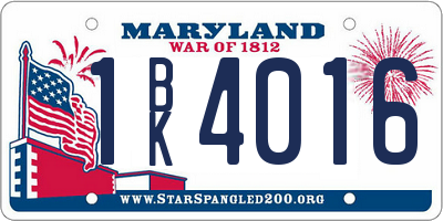 MD license plate 1BK4016