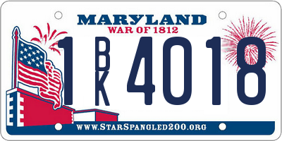 MD license plate 1BK4018