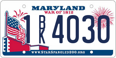 MD license plate 1BK4030