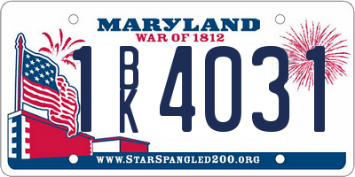 MD license plate 1BK4031